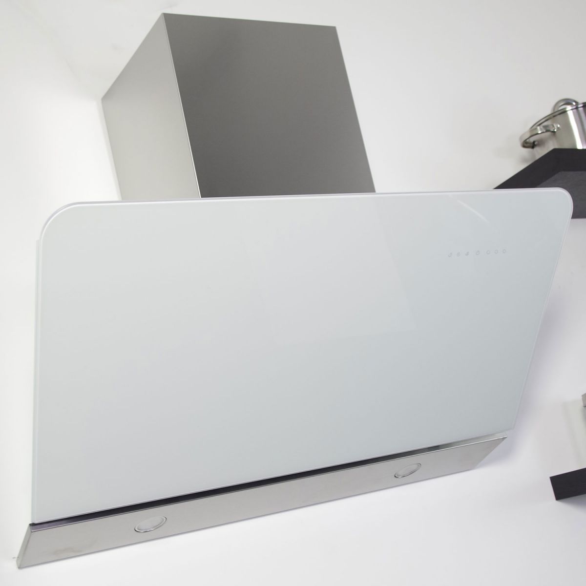 MyAppliances REF10204 90cm Designer White Angled Glass Cooker Hood eBay