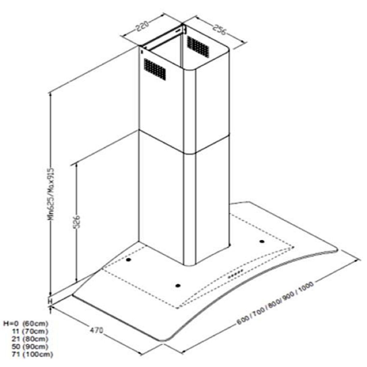 MyAppliances REF28303 90cm Curved Glass Chimney Cooker Hood Extractor